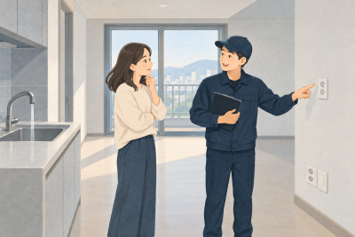 빈집 이사청소 예약, 수도·전기와 현장 사용 조건 확인하기 관련 설명용 삽화